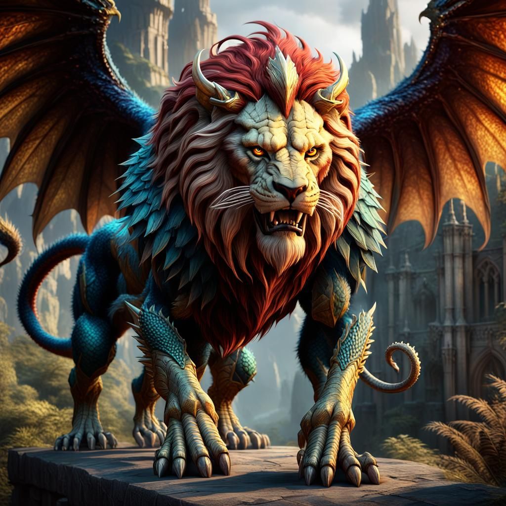 Detailed Manticore Matte Painting in Fantasy Art Style