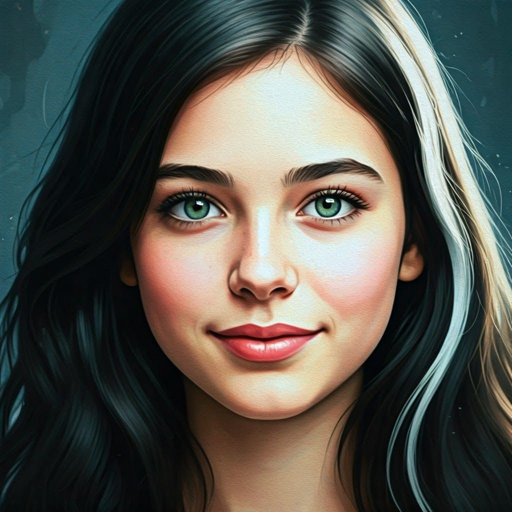Beautiful Girl Portrait in Gouache Style