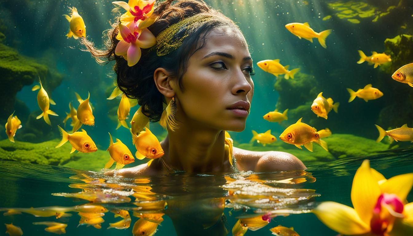 Underwater Nymph in Sunlit Pool, Avedon Style