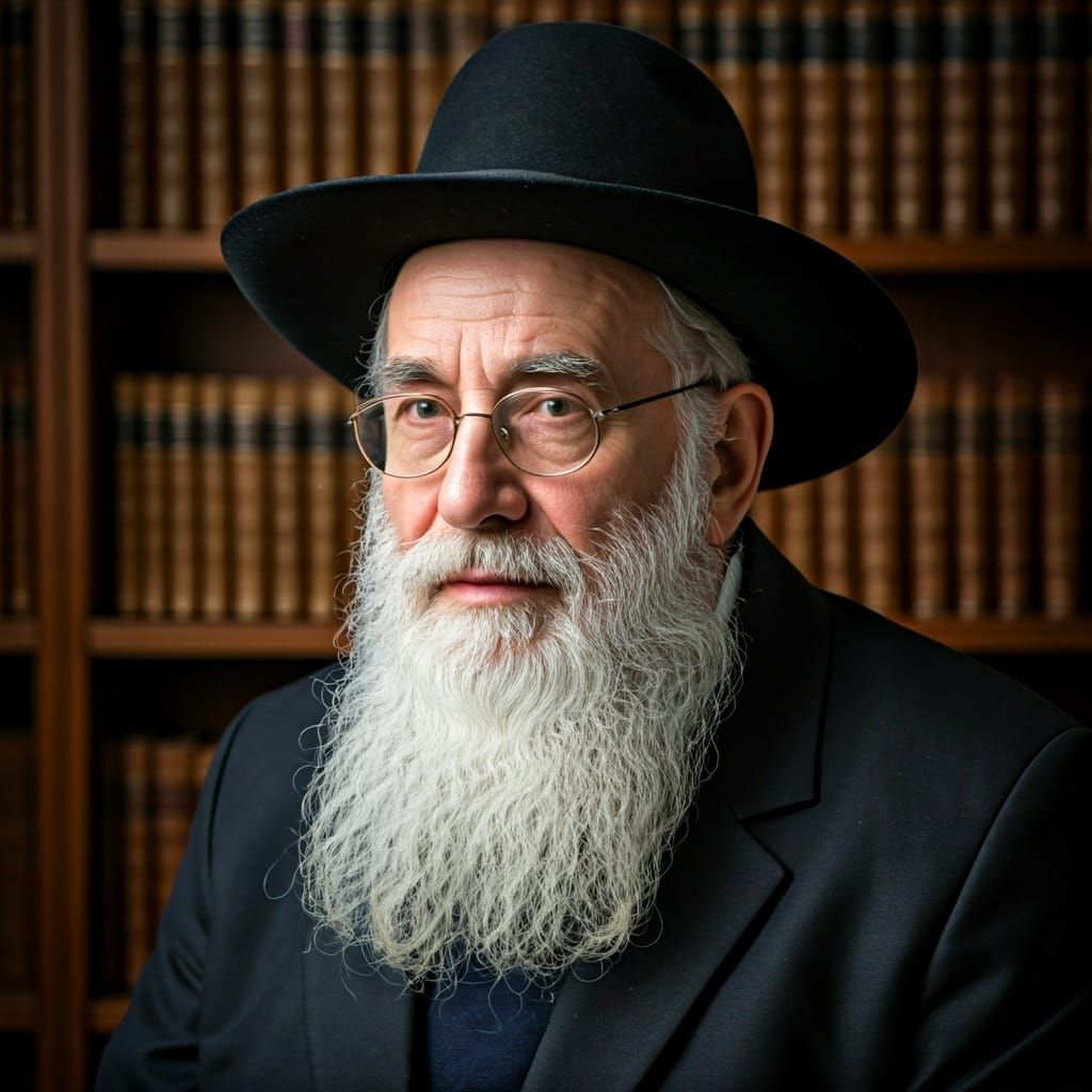 Elderly Rabbi Portrait in Traditional Setting