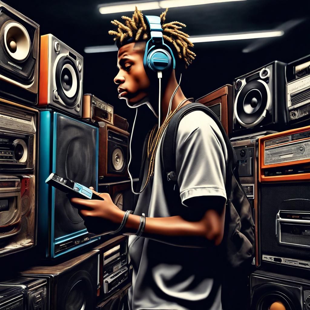 90s Boy Listening to Hip Hop Music