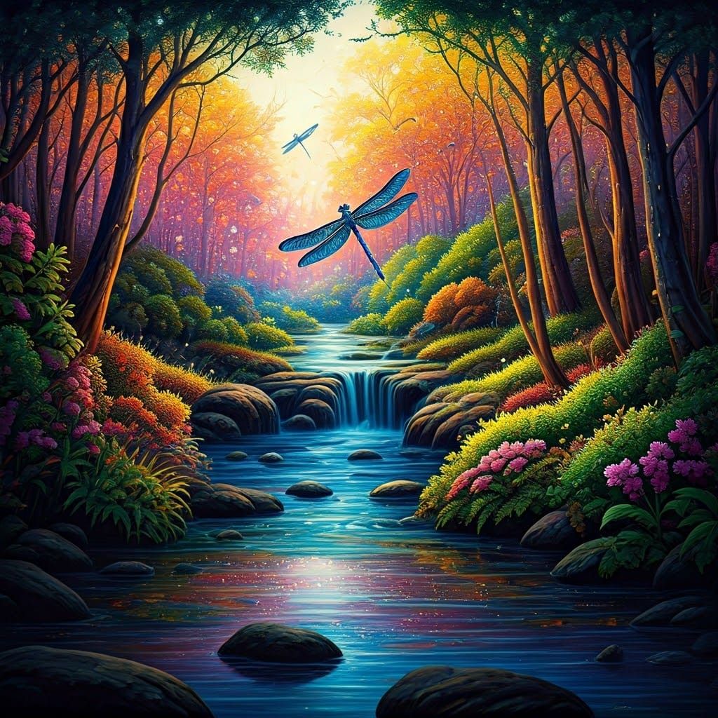 Surreal Dragonflies Dance in Vibrant Optical Illusion