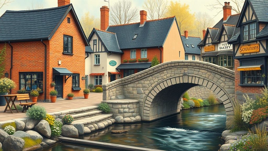 Charming Village Home Office in Impressionist Style