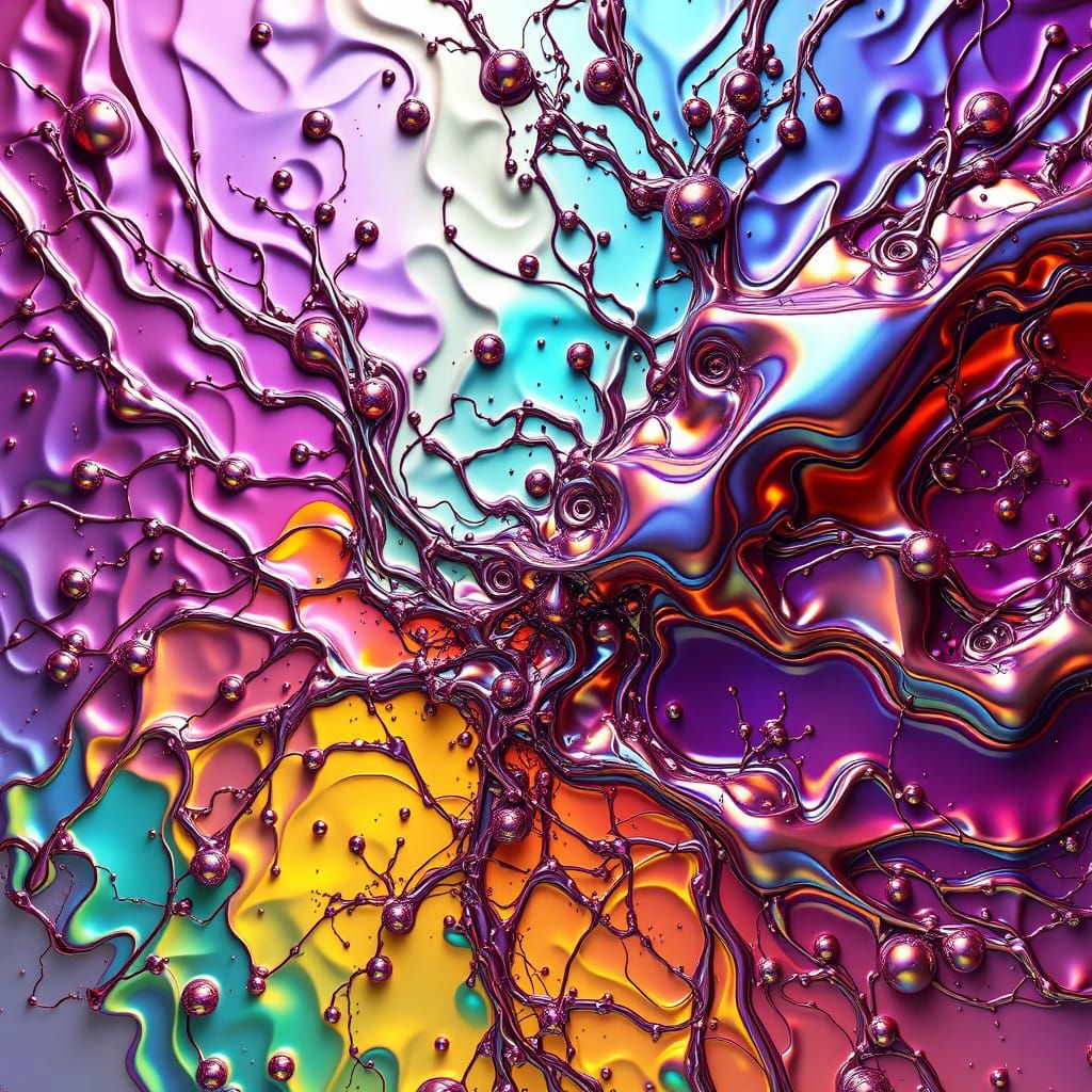 Vibrant, Kaleidoscopic Abstract Art in Iridescent Hues