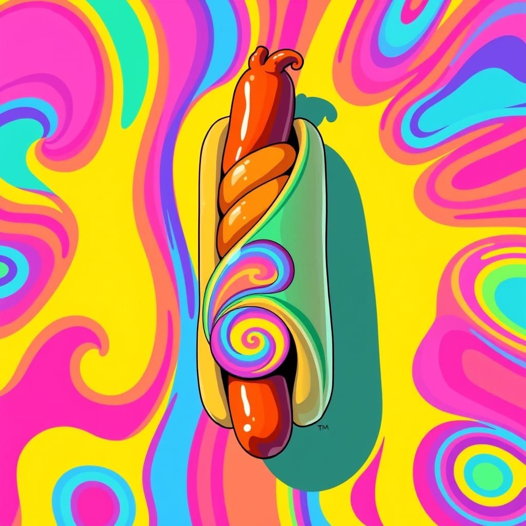 Colorful Hotdog in Whimsical Nostalgic Style