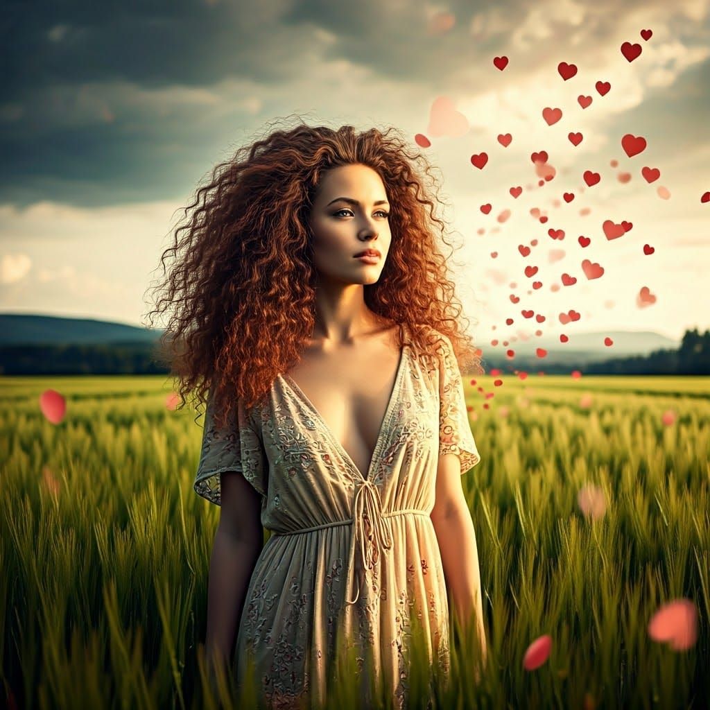 Woman in Whirlwind of Hearts