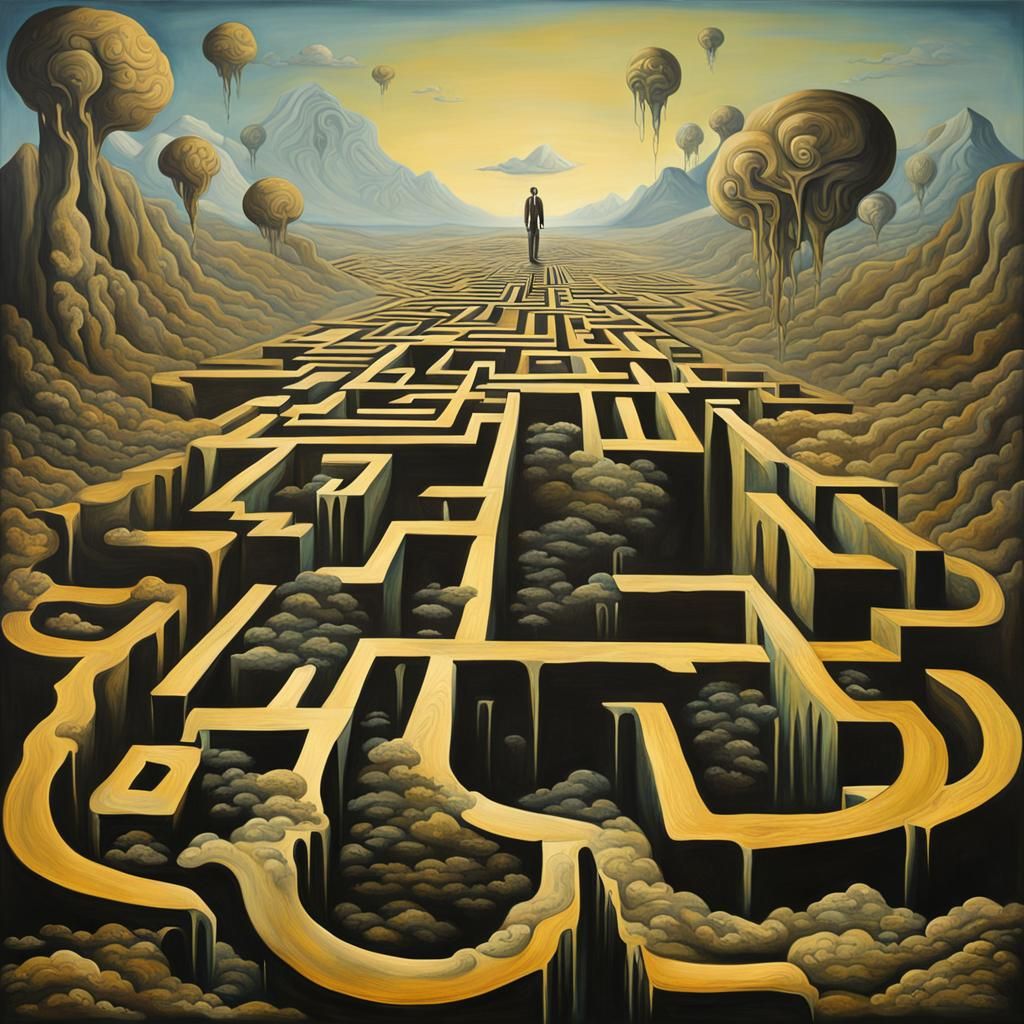 Surreal Maze Runner in Salvador Dali Style