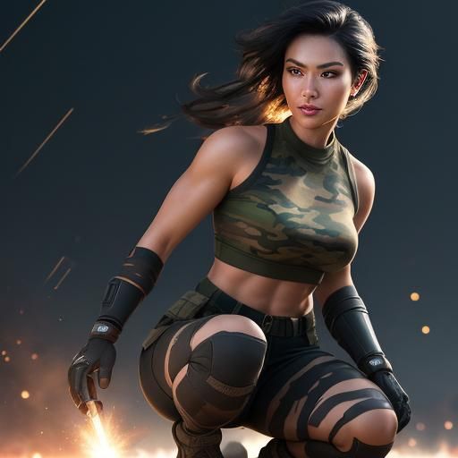 Fierce Commando Lights Flare in Explosive Scene