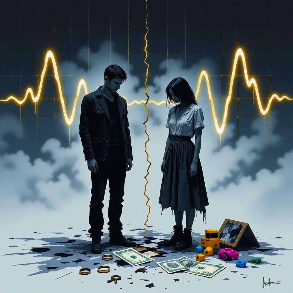 Surreal Sine Wave Disconnection in Synthwave Style