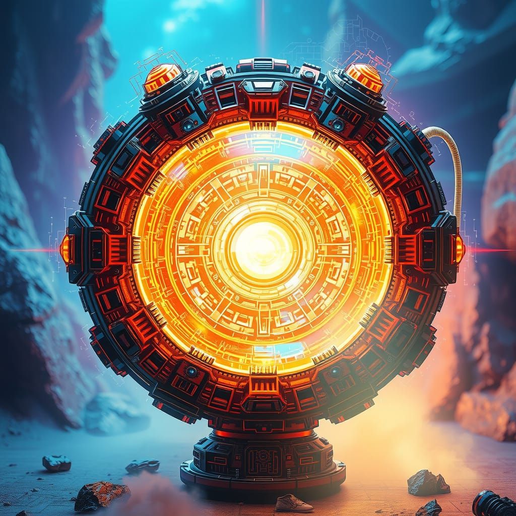 Cyberpunk Futuristic Cleaning Orb in Vibrant Dystopian Lands...