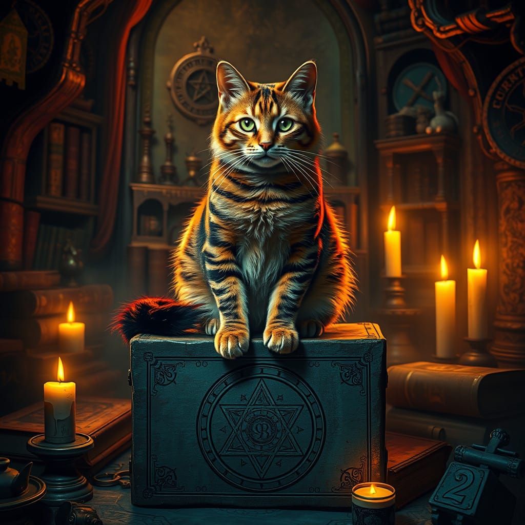 Regal Feline Guardian of Occult Knowledge