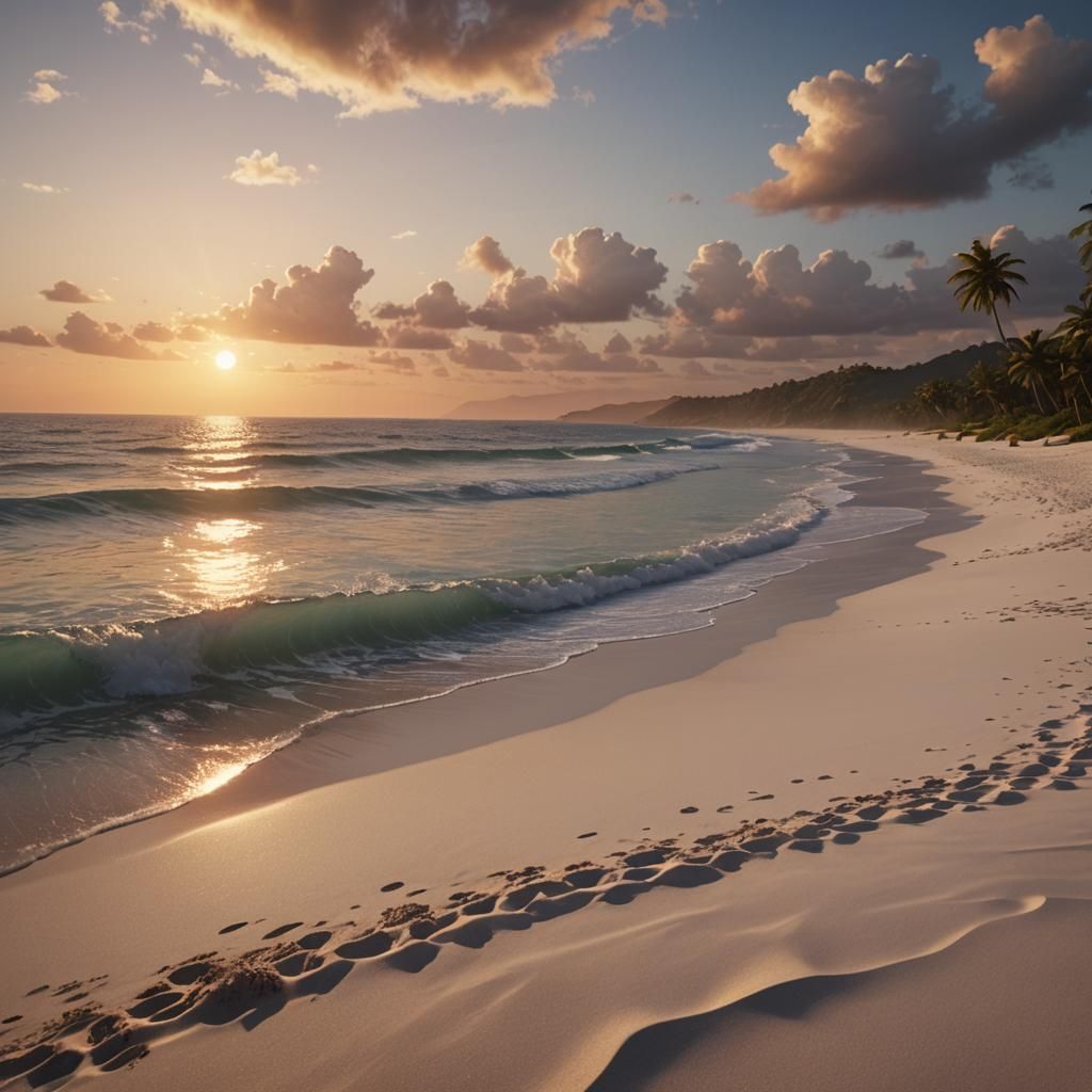 Beautiful Sunset Beach: Detailed Matte Painting