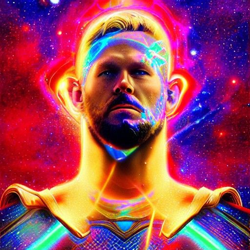 Cosmic Astral Thor Illustration in Mixed Media