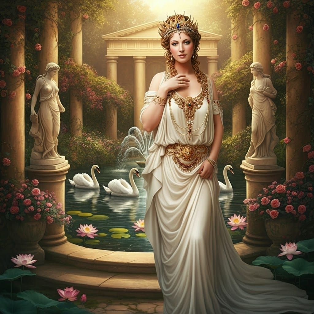 Elegant Roman Queen by Pond: Gurney-Style Oil Painting