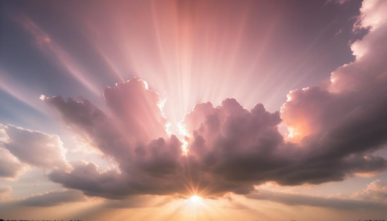 Warm Sky with Sun Rays in HDRI Photograph