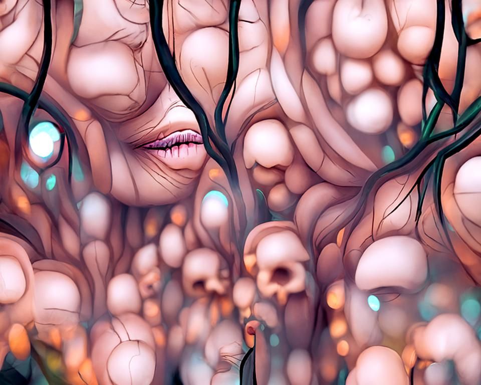 Grotesque Living Wall in Dark Fantasy Style
