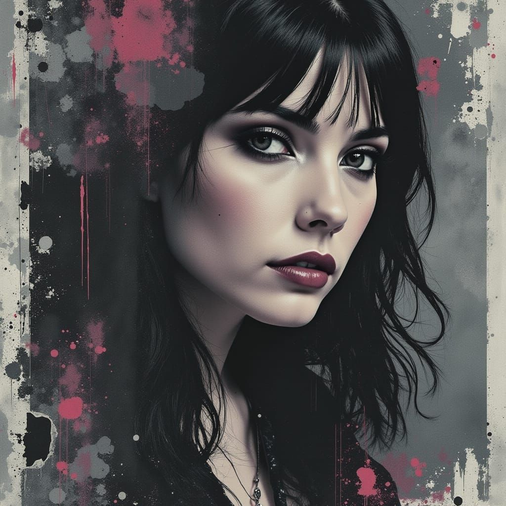 Ethereal Young Woman in Pastel Goth Grungecore Portrait