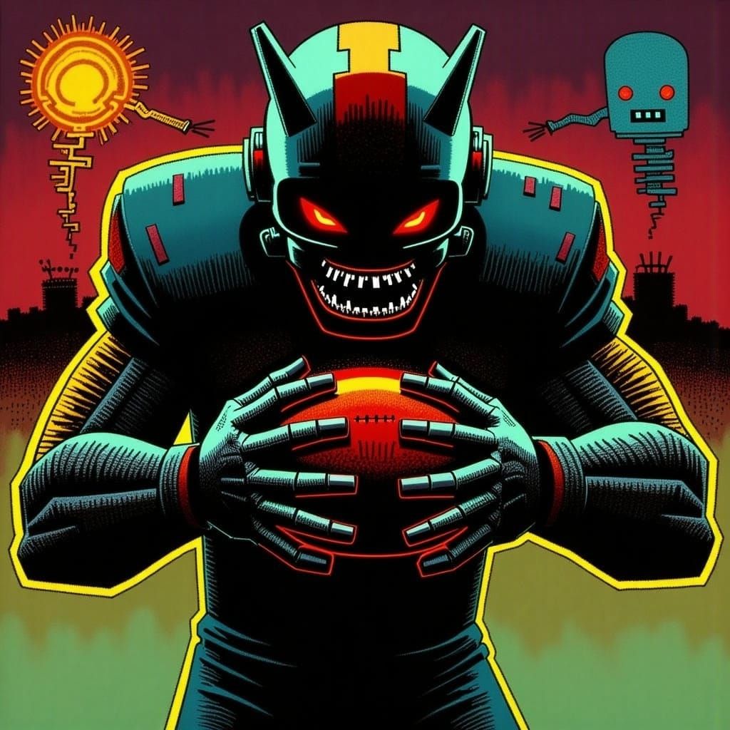 Werewolf Wide Receiver with Robot Reflection