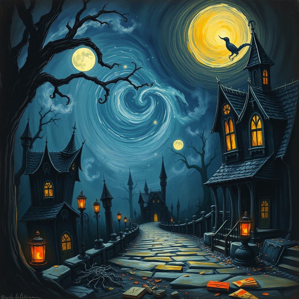 Ethereal Whimsy in Dark, Mysterious Landscapes