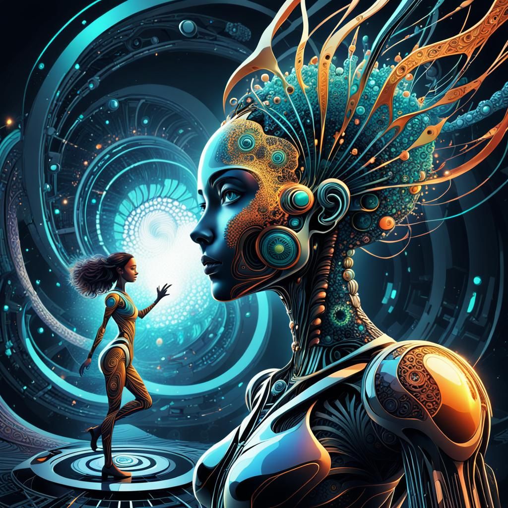 Futuristic Lab: Biological Experiment with Humanoid Scientis...