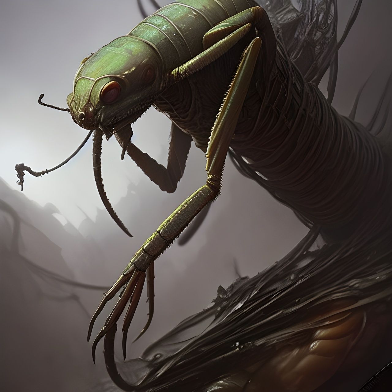 Praying Mantis Monster in Fantasycore Style