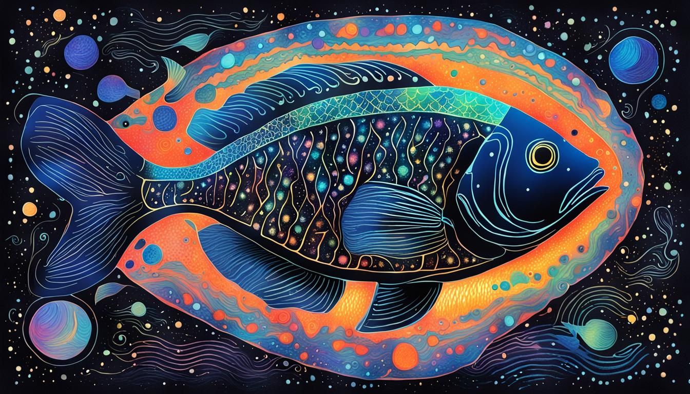 Cosmic Fish Blacklight Poster Art