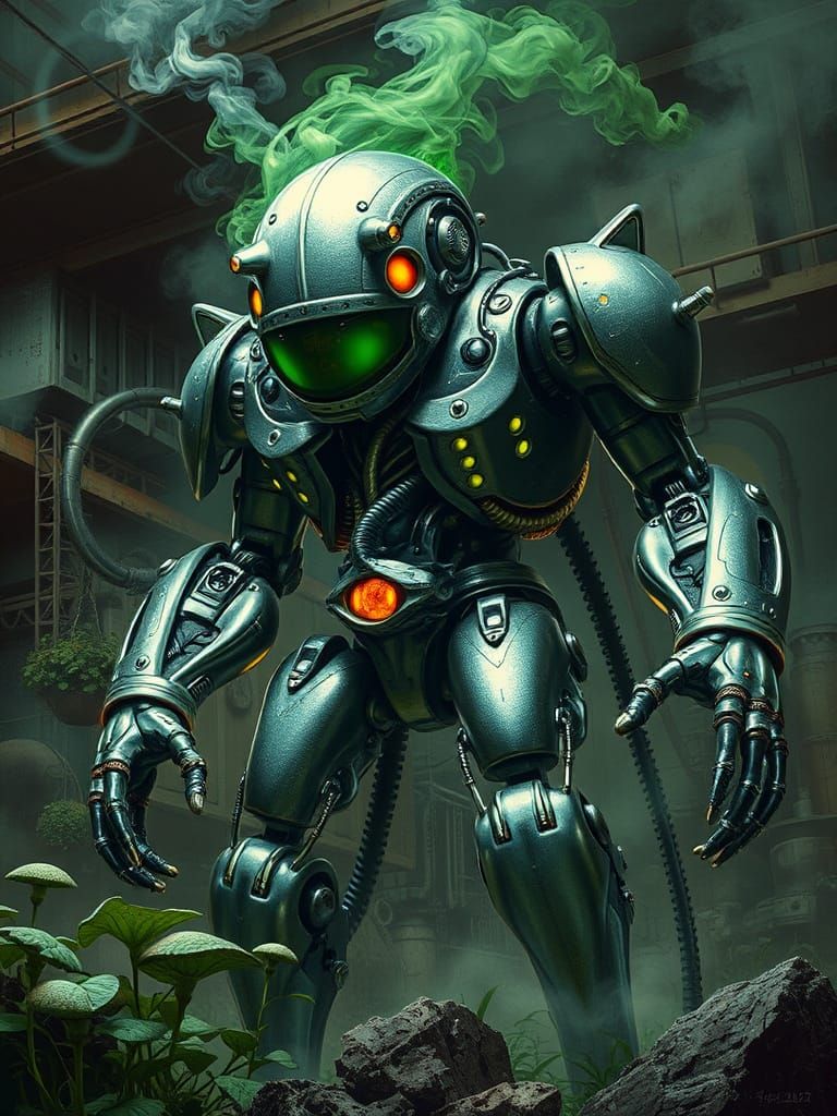 Robotic Supervillain Germinator in Dystopian Style