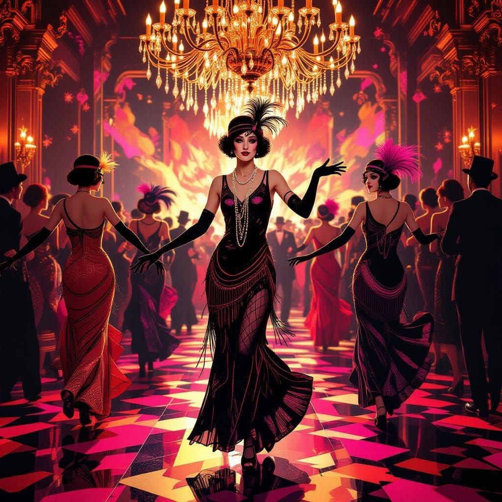 1920s Halloween Party With Flappers Dancing