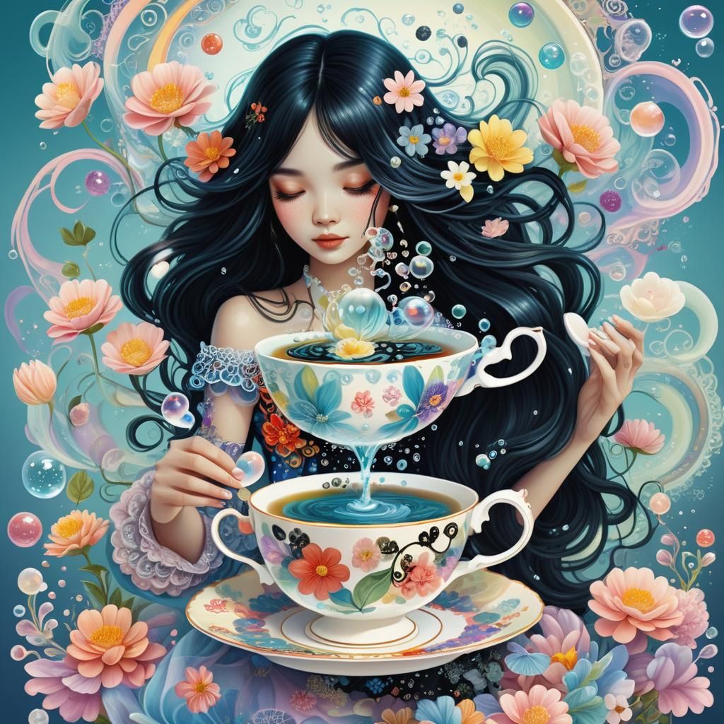 Dreamlike Tea Party in Pastel Colors