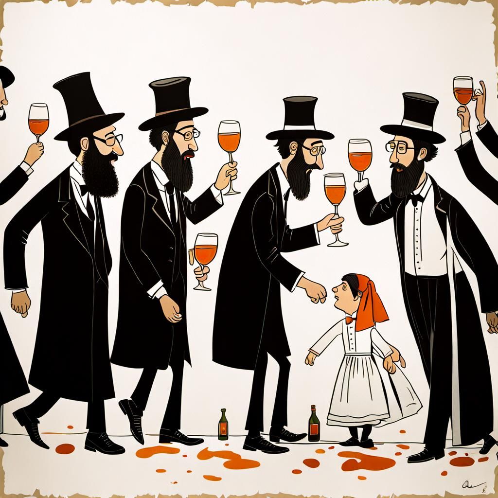 Hasidim Drinking Wine