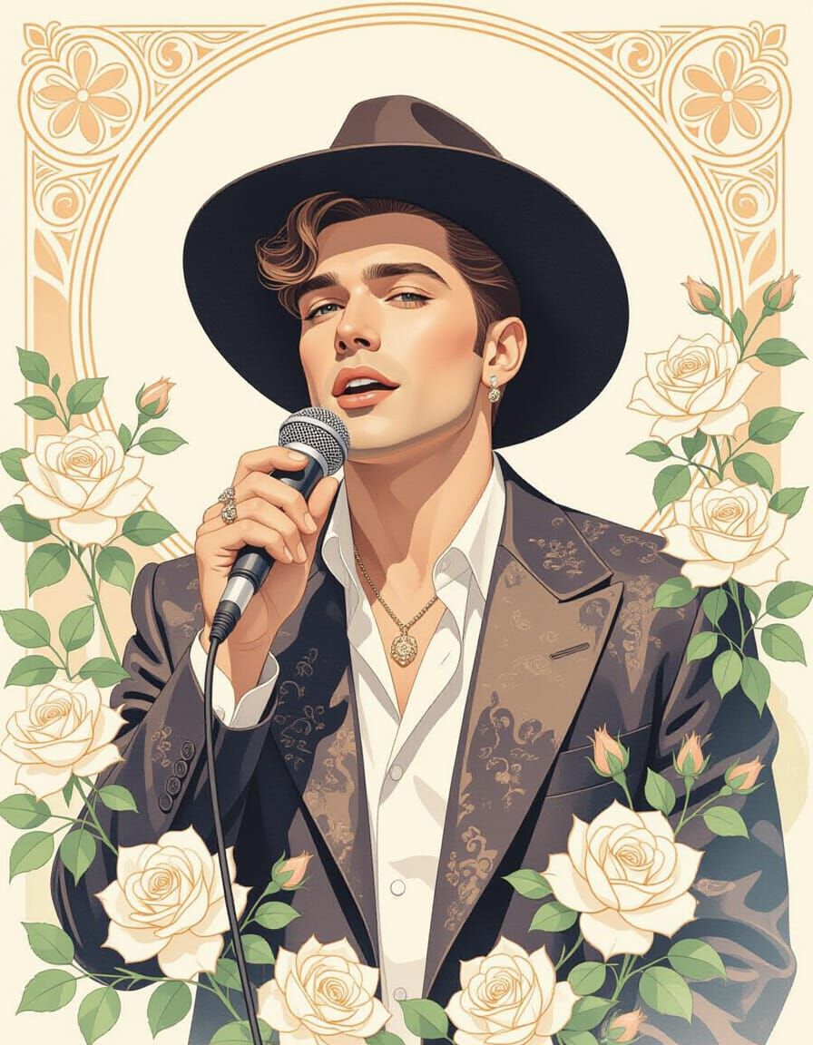 90s Singer Performing with White Roses