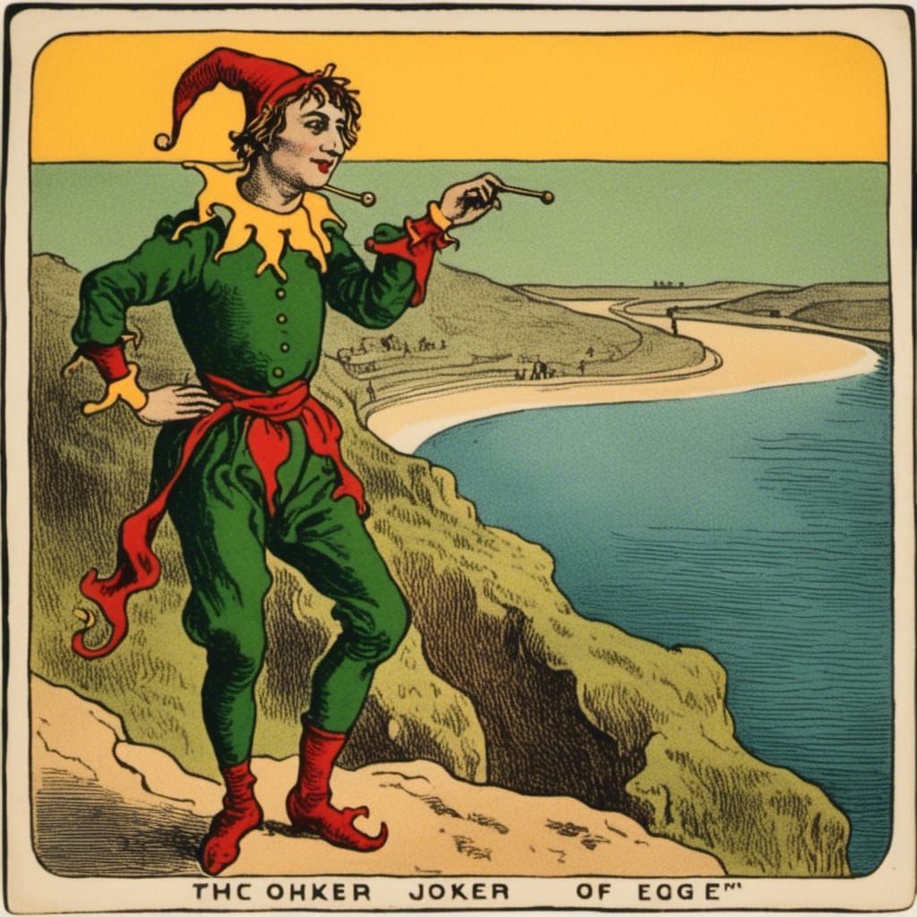 Traveler at Cliff's Edge Over Emerald Ocean Sunset