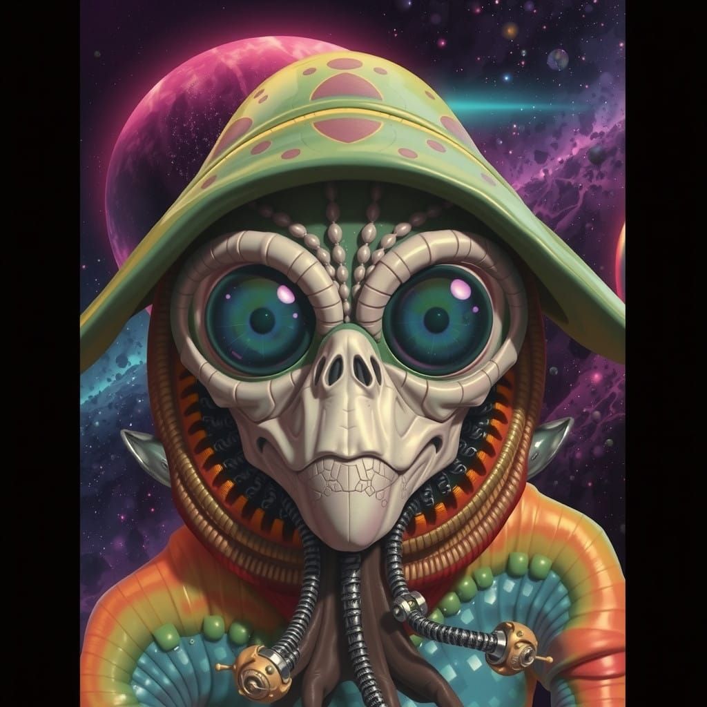 Biomechanical Alien Creature in Dark, Industrial Sci-Fi Styl...