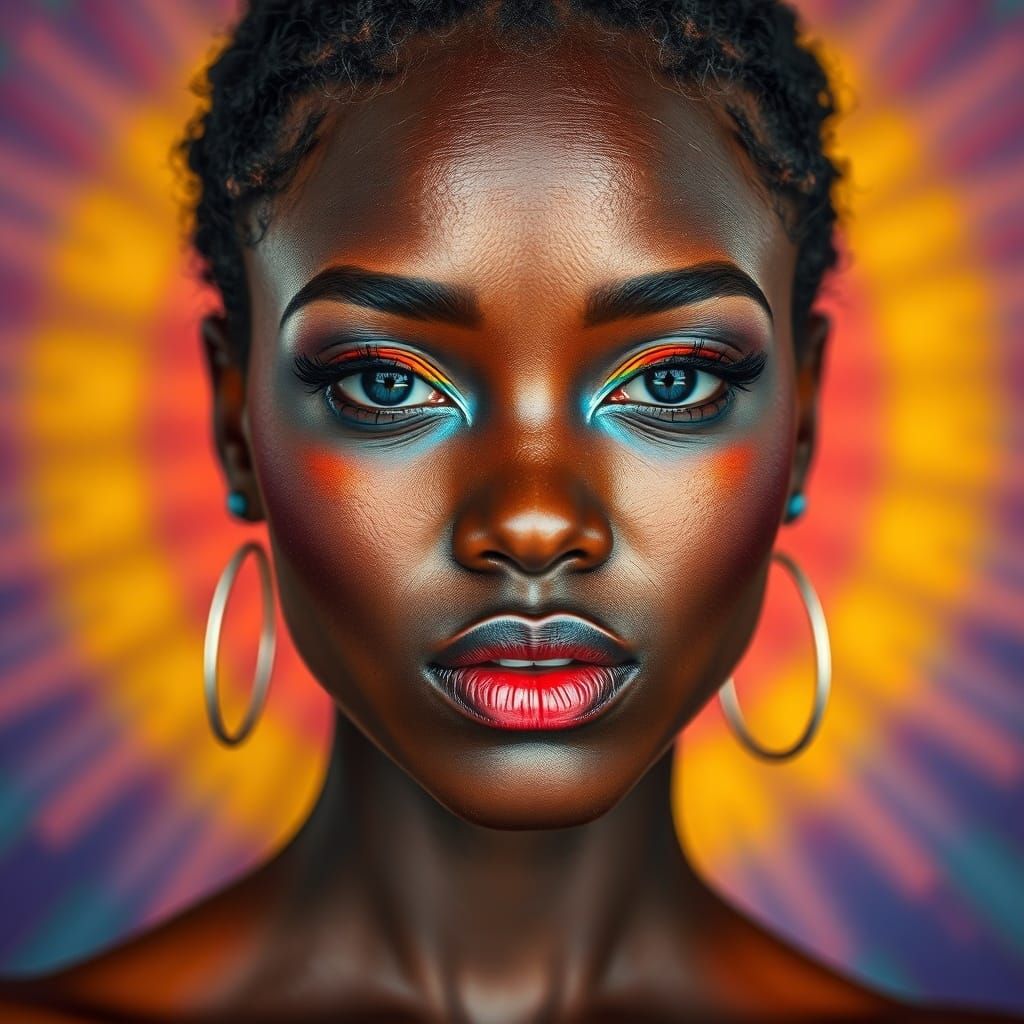 Vibrant Rainbow Colors on Black Woman's Skin