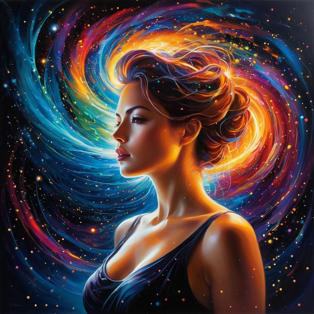 A portrayal of a woman with characteristics of quantum entan...