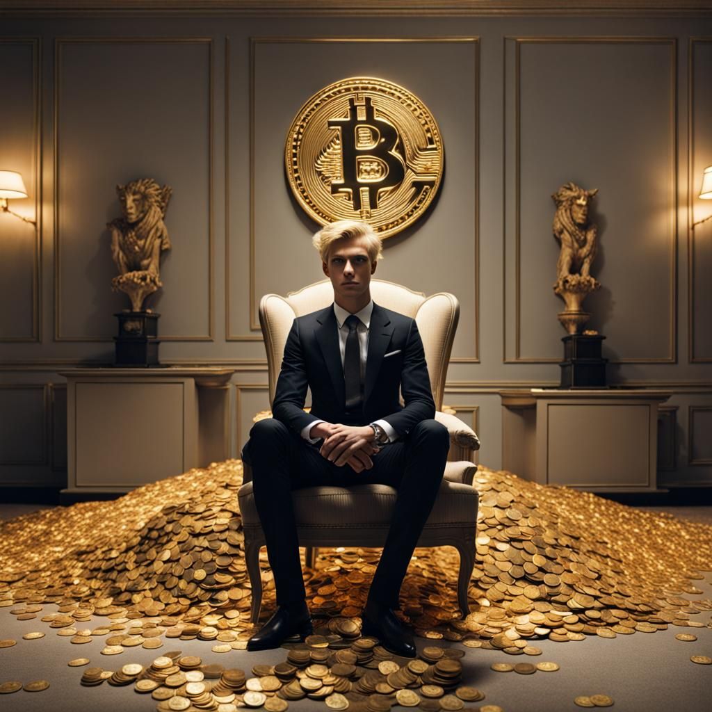 Wealthy Baron Surrounded by Gold Coins