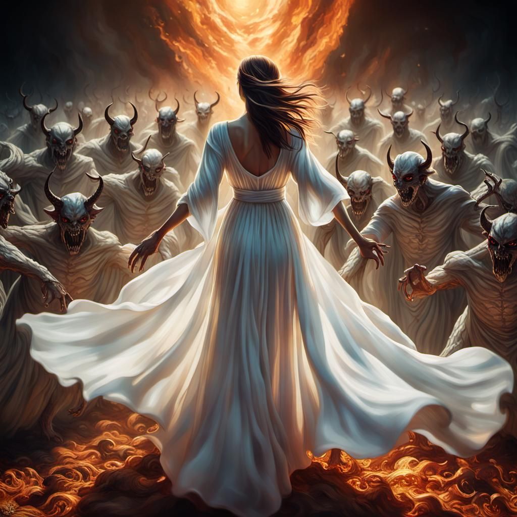 Surreal Actress in White Asks if Hell is Behind Her, Cinemat...