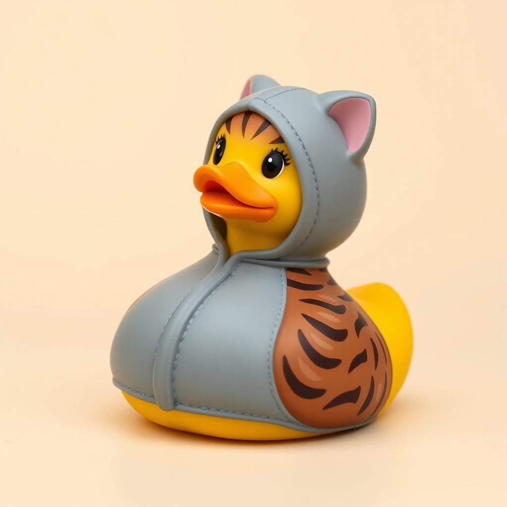 Tabby Cat Rubber Duck in Sakuga Style