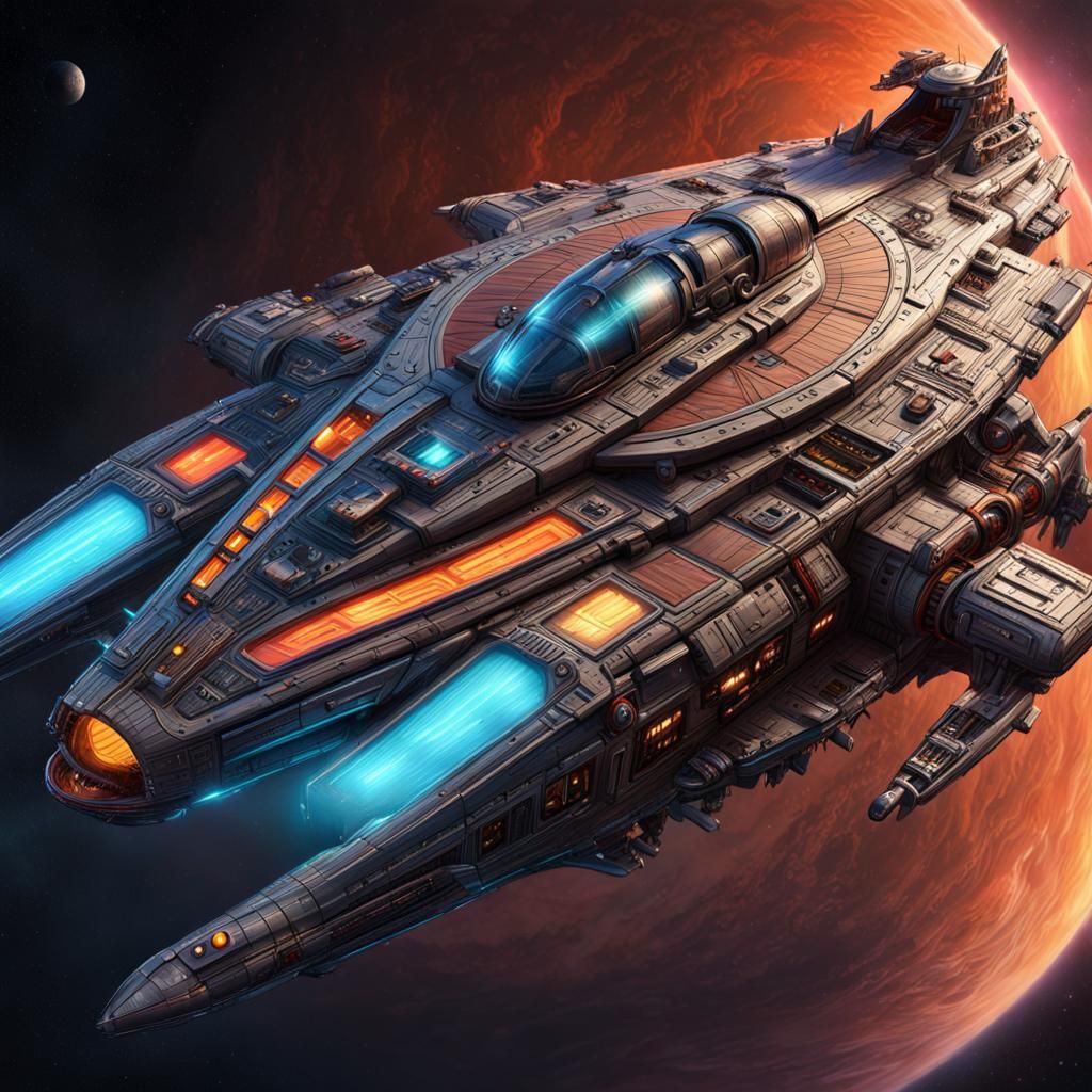 Hyperrealistic Werewolf Class Star Cruiser Concept Art