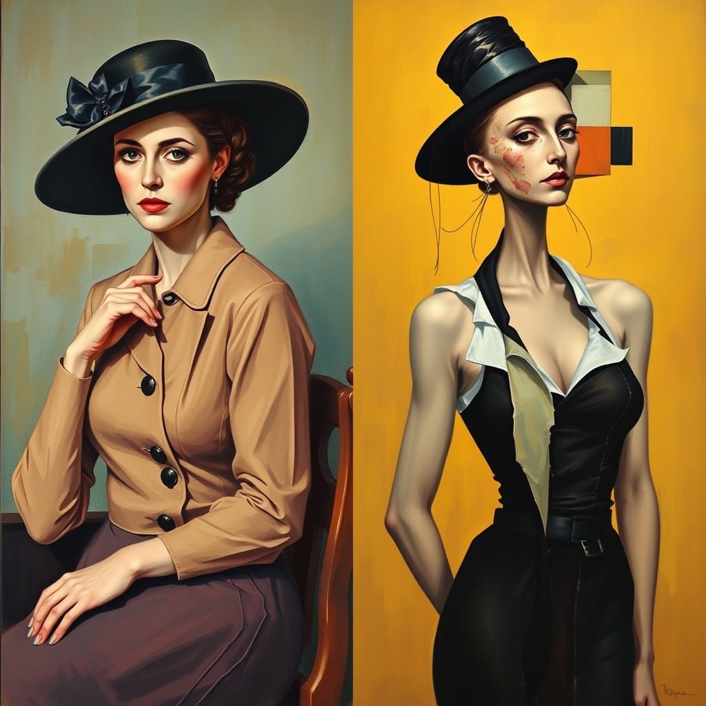 Portraits in the Styles of Cezanne and Duchamp