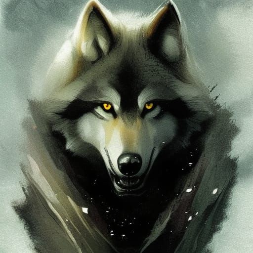 Sinister Wolf in Digital Painting Style