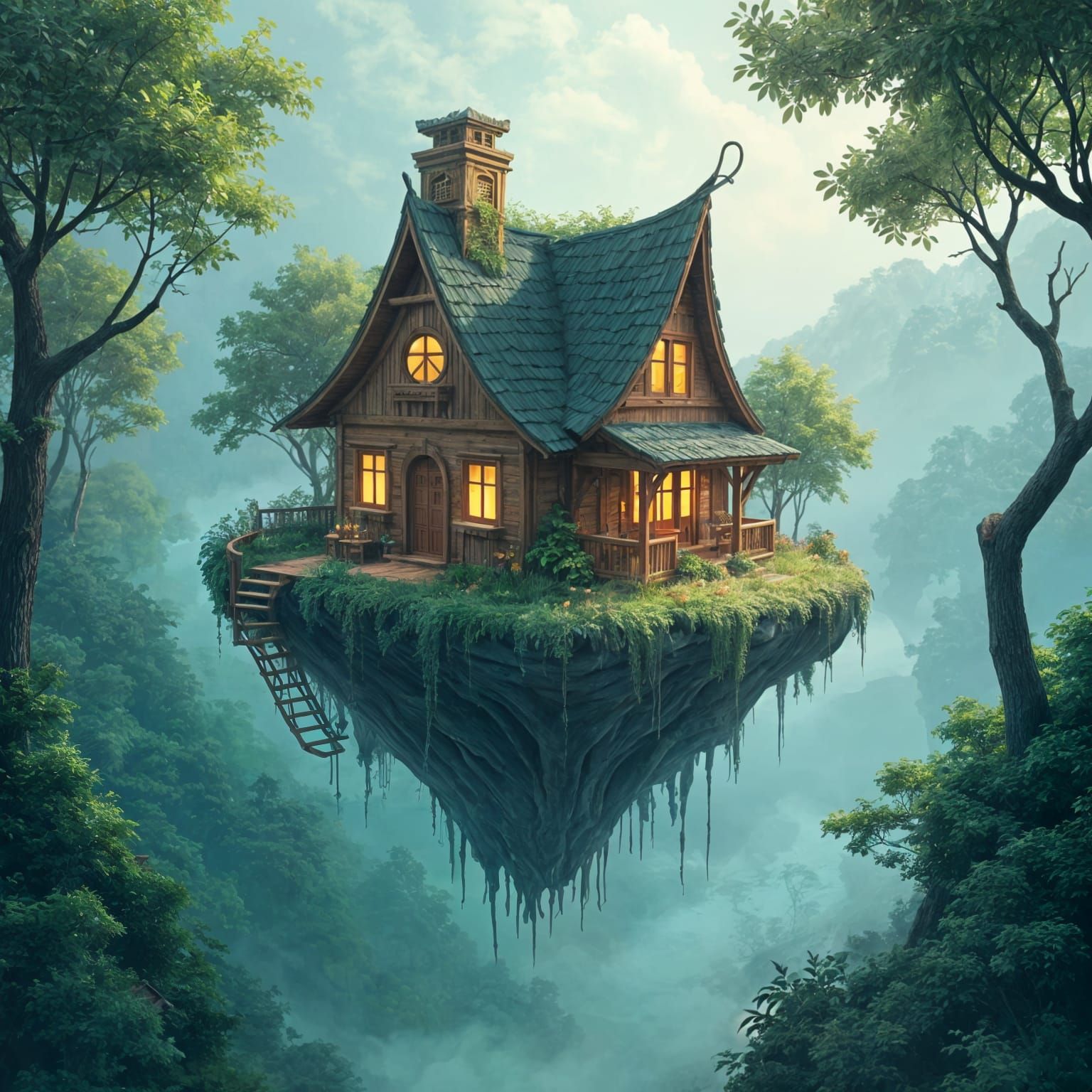 Minimalist Floating House on Water