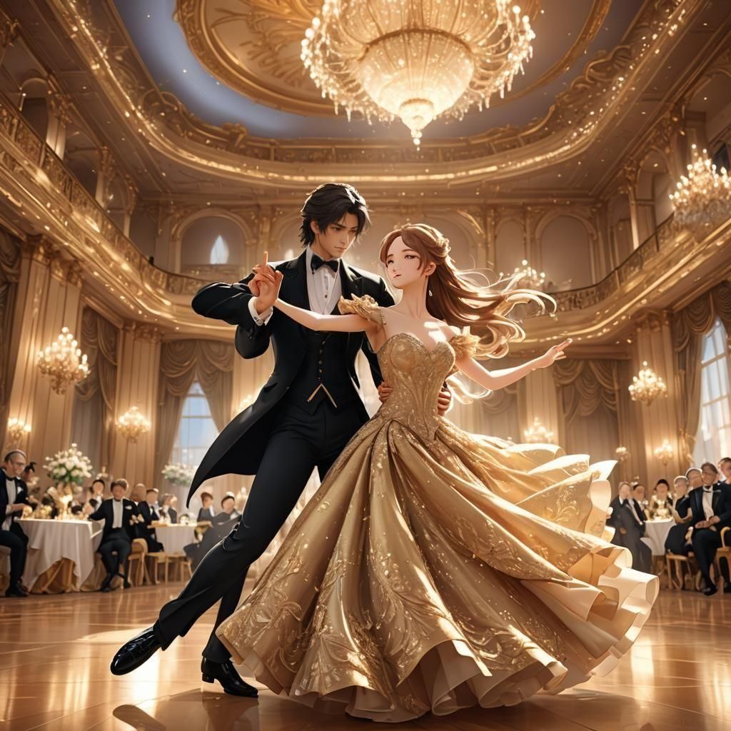 Romantic Dance in Dim Light: 3D Anime Art