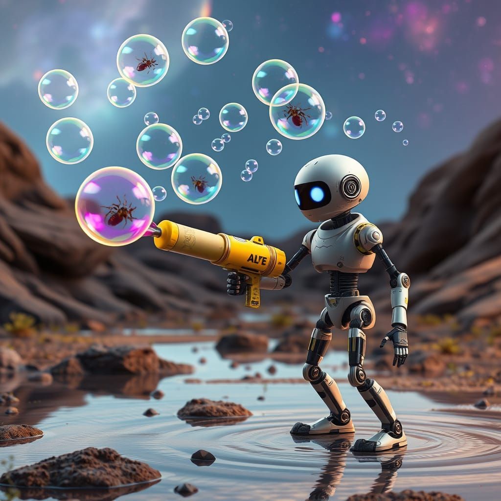 Trapping alien bugs with a bubble gun