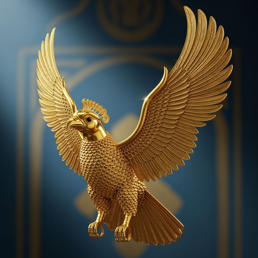 Golden Achaemenid Bird in Dramatic Cinematic Lighting