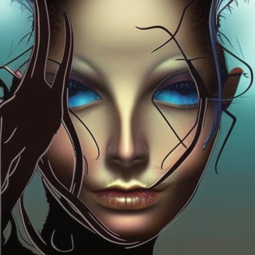 Woman Evolving into Spider in Surrealist Style