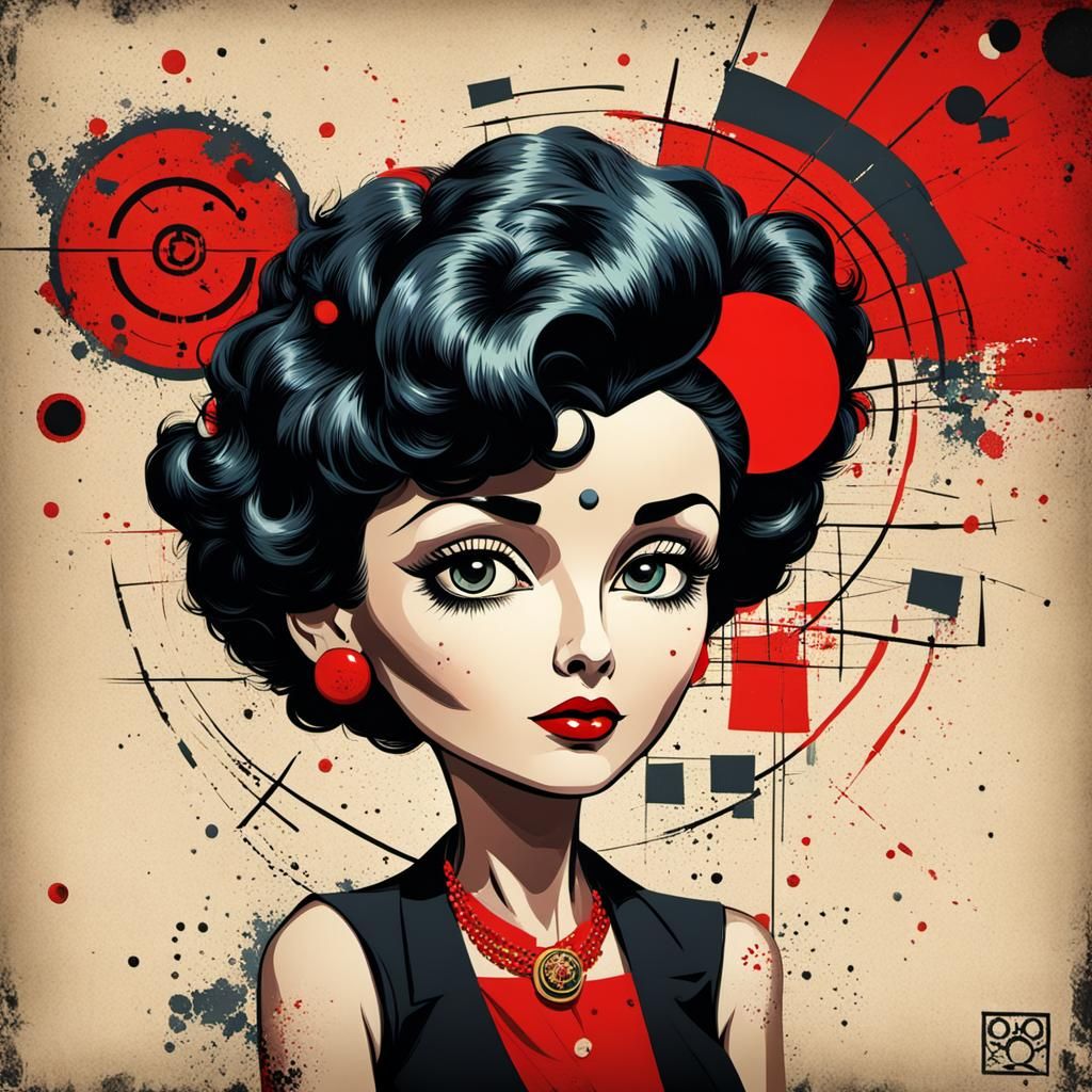 Betty Boop as 60s KGB Spy in Abstract Art