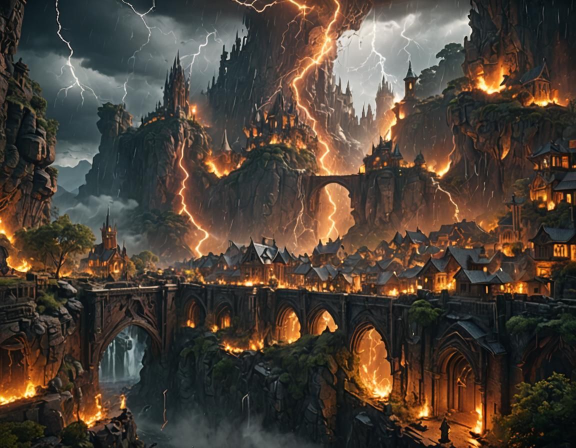 Dramatic Lightning Storm in Fantasy Concept Art