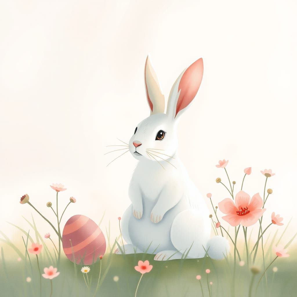 Whimsical Easter Bunny in Pastel Hues