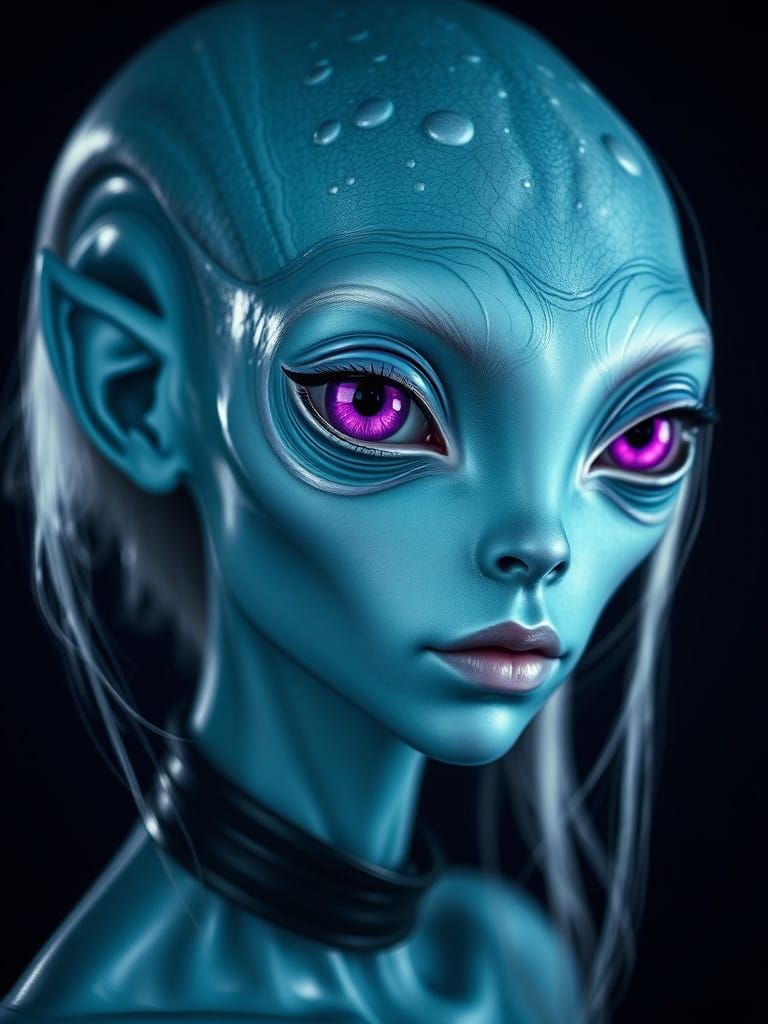 Violet-Eyed Celestial Ambassador in Chiaroscuro Lighting